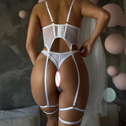 Découvrez Mariée Fatale – Ensemble Corset & Jarretelles Dentelle Brodée - Chez intimesa
